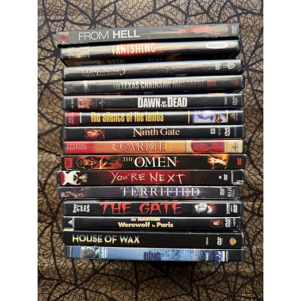 Lot Of 15 DVD Horror Movies Carrie The Gate Omen Ring  Chainsaw Massacre